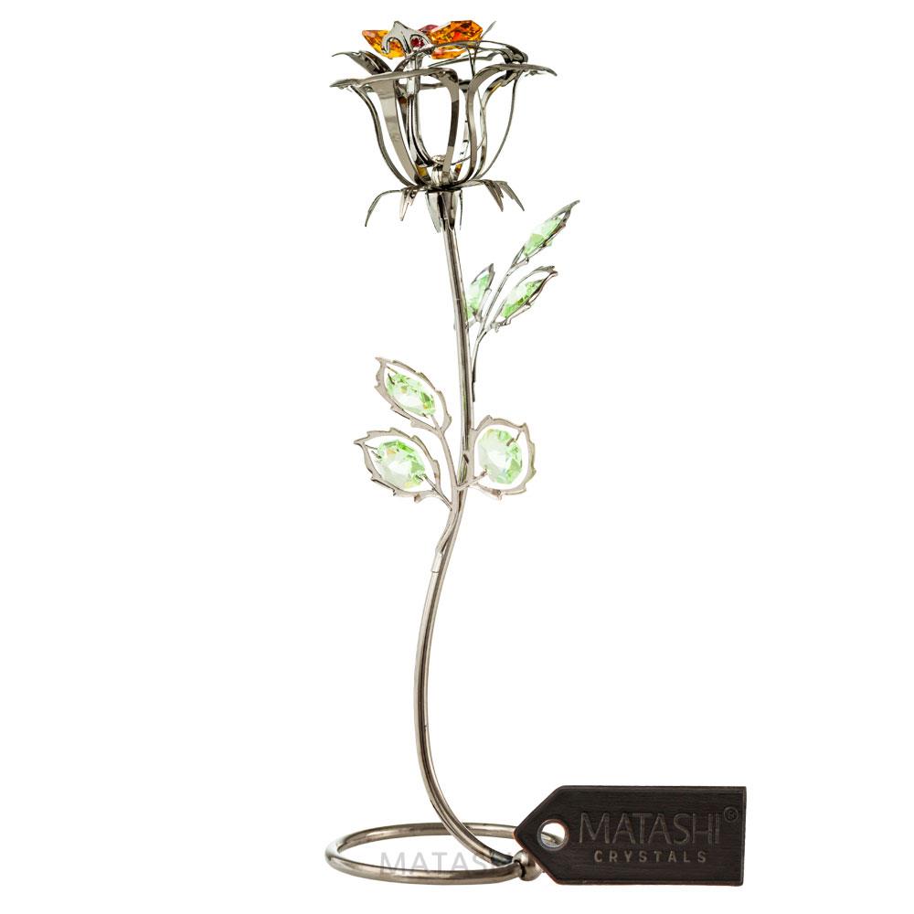 Matashi Mtfl12988bm Gunmetal Rose Flower Tabletop Ornament W