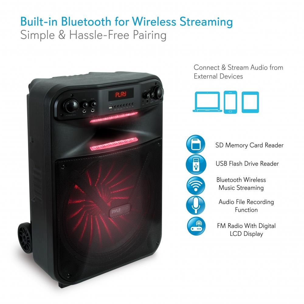 pyle portable bluetooth karaoke speaker system