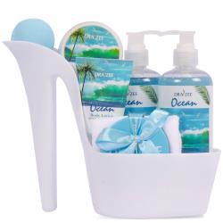 Luxury Heel Shoe Spa Gift Set for Women - 8 Pcs Christmas Gift, Clean Ocean Scented Bath Set w Shower Gel, Bubble Bath, Body Butter, Body Lotion and More - Birthday Spa Basket, Gift for Mom by Draizee