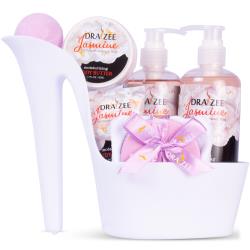 Luxury Heel Shoe Spa Gift Set for Women - 8 Pcs Christmas Gift, Jasmine Scented Bath Set w Shower Gel, Bubble Bath, Body Butter, Body Lotion and More - Birthday Spa Basket, Gift for Mom by Draizee