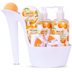 Luxury Heel Shoe Spa Gift Set for Women - 8 Pcs Christmas Gift, Citrus Scented Bath Set w Shower Gel, Bubble Bath, Body Butter, Body Lotion and More - Birthday Spa Basket, Gift for Mom by Draizee