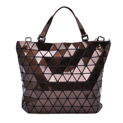 Brown Diamond Lattice Handbag for Women - Gloss Convertible Shoulder Tote Bag with Adjustable Handles - PU Leather Fashionable and Stylish Messenger Tote Bag Purse for Party, Wedding and Causal Use by Draizee