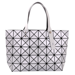 Silver Diamond Lattice Handbag for Women - Gloss Convertible Shoulder Tote Bag with Adjustable Handles - PU Leather Fashionable and Stylish Messenger Tote Bag Purse for Party, Wedding and Causal Use by Draizee