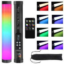 RGB 1 Tube Light LED Full Color Portable Video Light w App Control, 2800 to 8000K CCT HSI Modes, 10 Lighting and 7 Pixel Effects, CRI 96, TLCI 99, Li-Ion Battery, Passive Cooling, 103 Lux by Genaray