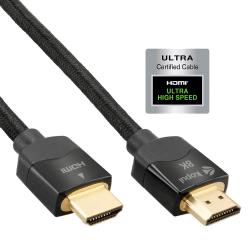 Kopul 8K HDMI Cable - 98ft (3m), Supports 8K60 and 4K120, eARC, HDR10, HDCP 23, 48 Gbs Bandwidth, Triple-Layer Shielding, Braided Jacket, Gold-Plated Connectors - Ideal for UHD Home Theater and Professional Video Applications