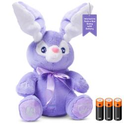 Dimple Bella Stuffed Bunny Toy - Animated Interactive Baby Bunny with Peek-a-Boo Feature and Singing Songs - Perfect Baby Plush Toy Gift for Ages 0 and Up, Purple(Battery Included)