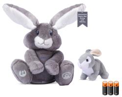 Dimple Milo Stuffed Bunny Toy, Animated Interactive Bunny with Peek-a-Boo Feature with Singing Songs and Grey Plush Baby Bunny, Perfect Baby Plush Toy Gift for Ages 0 an Up, Grey(Battery Included)