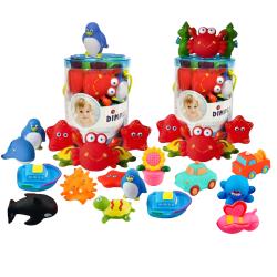 Set of 40 Floating Bath Toys, Squirter Toys for Boys and Girls, 40 Different Sea Animals, Vehicles and Shapes, Squeeze to Spray! Tons of Fun, Great for Kids and Toddlers by Dimple