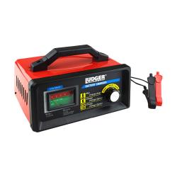 Ludger Battery Charger (LBCG-612-6), 12 Volts, Heavy-duty Cables and Clamps, Circuit Protection, Regular and AGM Battery Type, LED Screen, Automatic Charge, Cooling Fan, 3 Charging Modes, 120 AC60 Hz