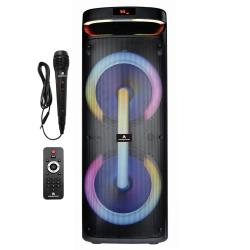 MAXPOWER 10″ x 2 Portable Speaker System with Bluetooth, Remote Control, Microphone, and Dynamic RGB Light Show