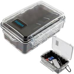 Ruggard Medium Crushproof Polycarbonate Storage Case – Clear, Watertight, with Rubber Lining and Easy-Open Latch, Includes Carabiner and Pressure-Equalization Valve, Ideal for Cameras and Gear Storage