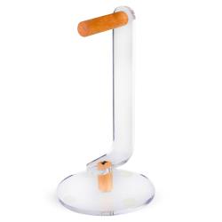 Desktop Headphone Stand Clear Acrylic Headphone Holder, 107" Height, 59" Base Diameter, Acrylic and Wood Construction by Xcellon