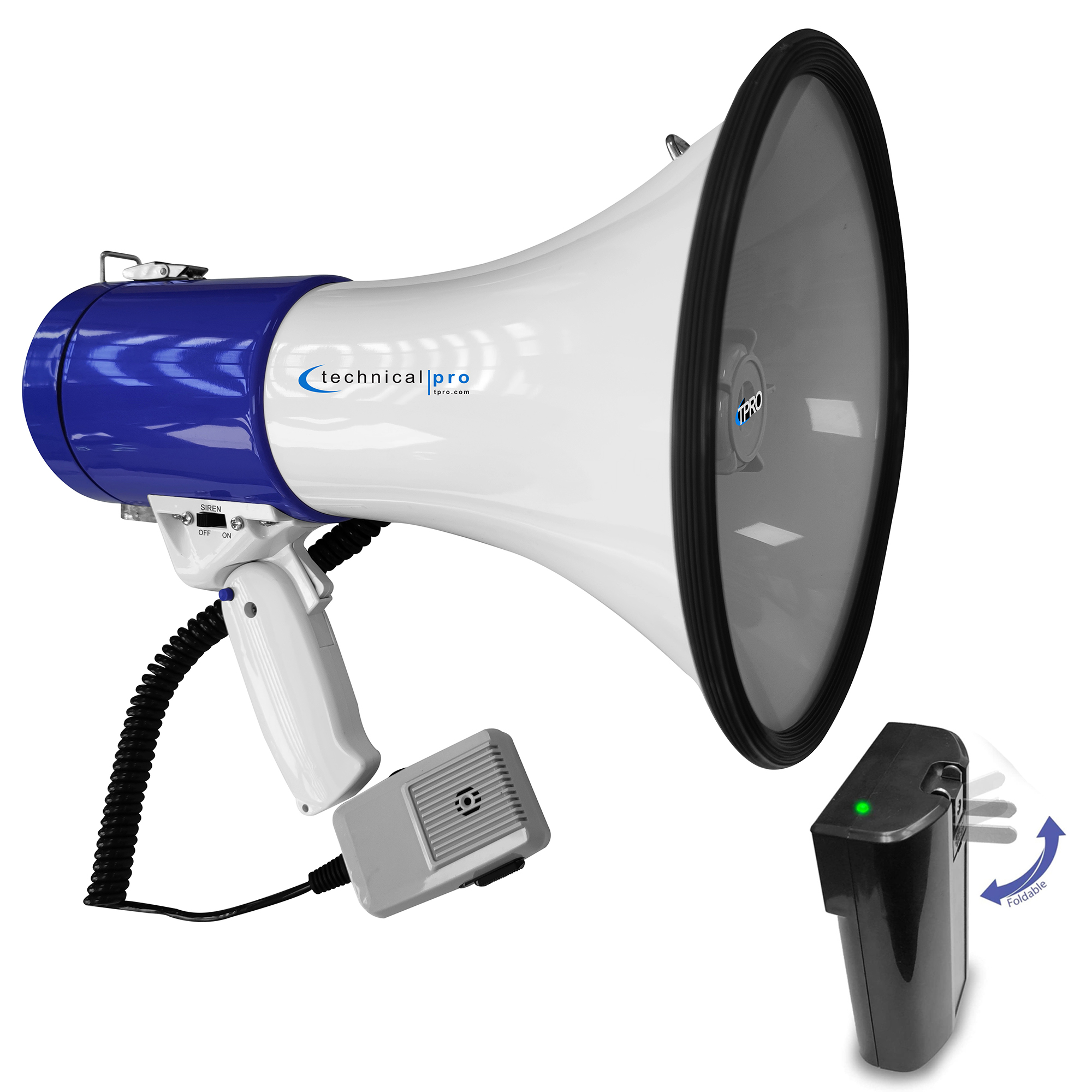 TPro Portable 75W Megaphone Bullhorn Speaker w/Siren ,Microphone & Battery