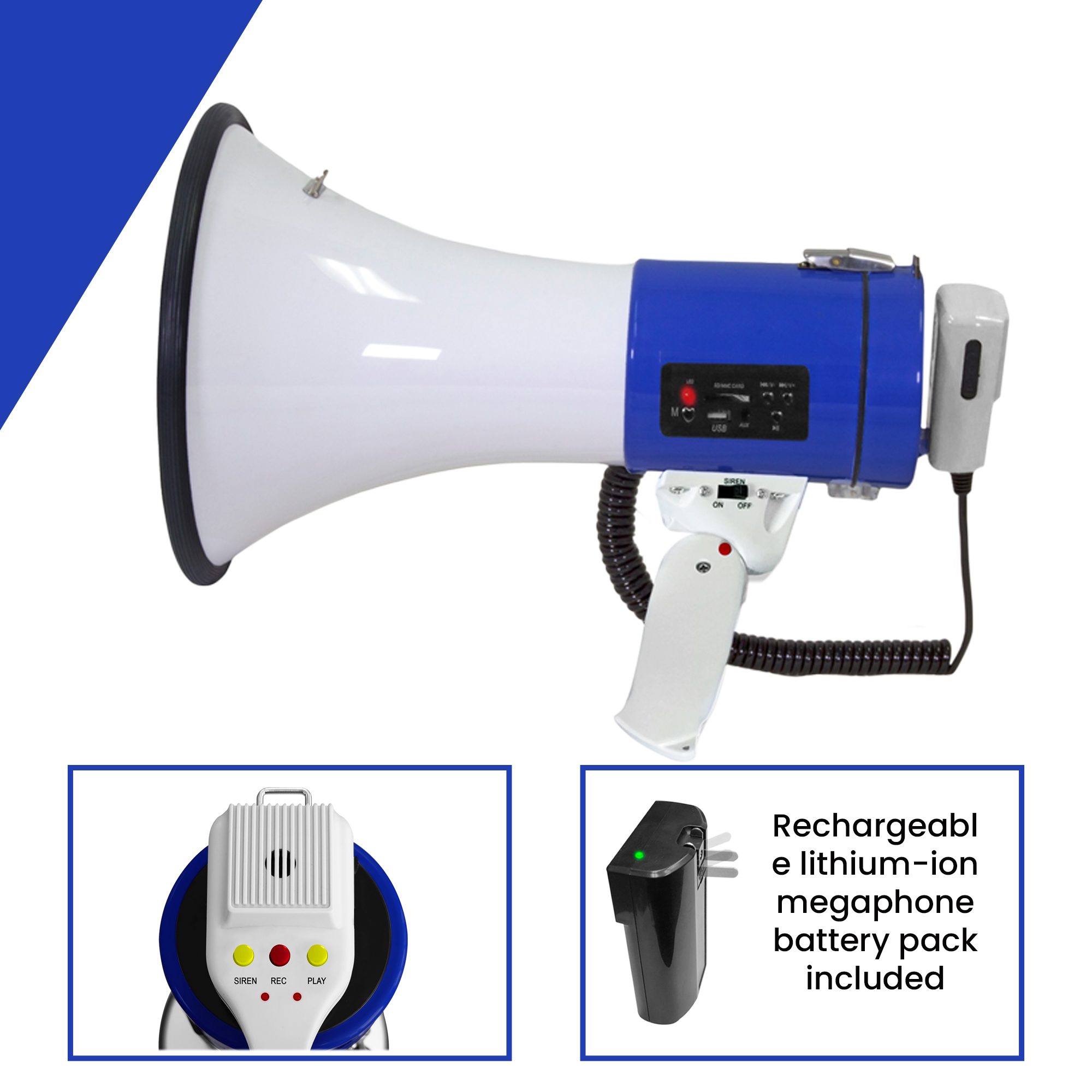 TPro Portable 75W Megaphone Bullhorn Speaker w/Siren ,Microphone & Battery