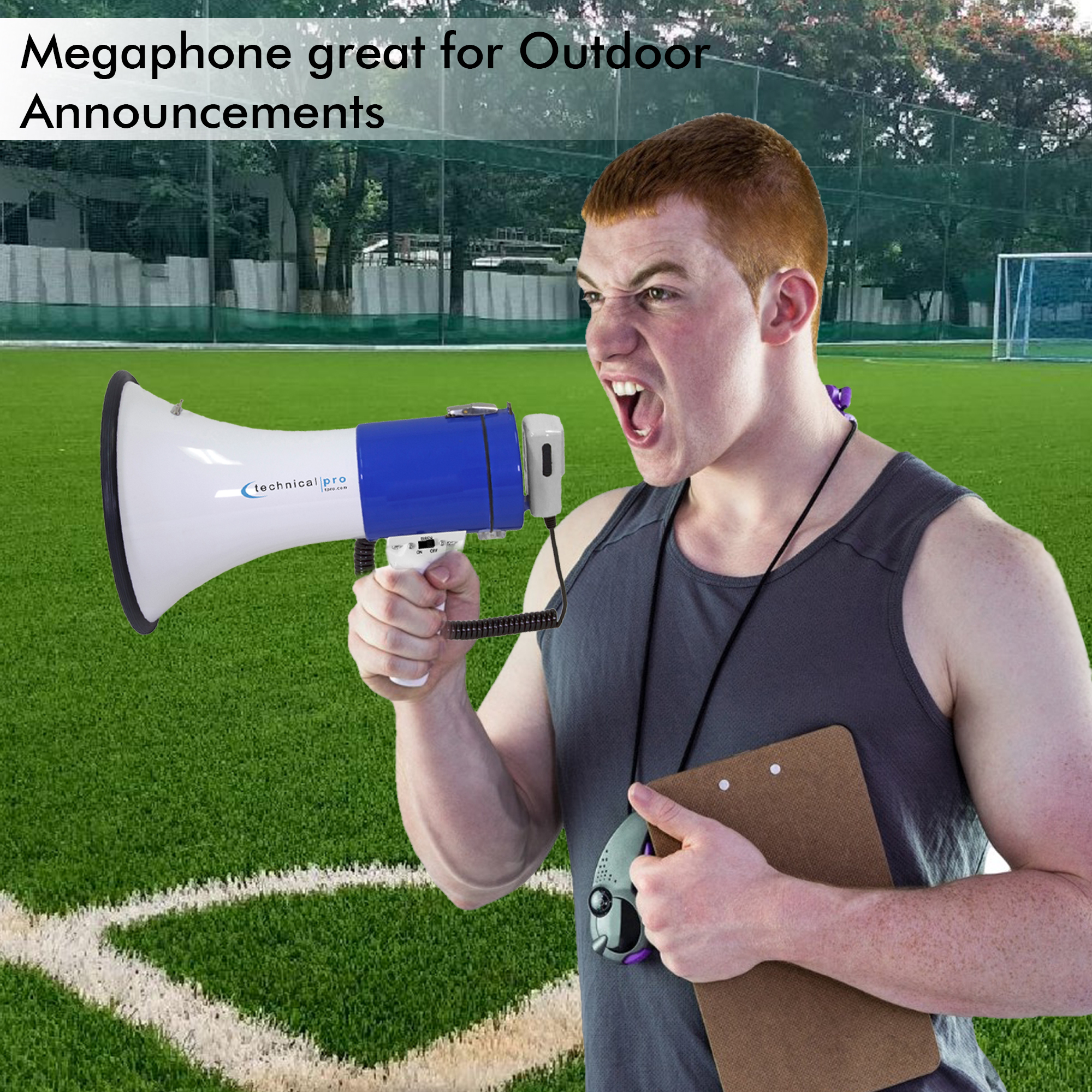 TPro Portable 75W Megaphone Bullhorn Speaker w/Siren ,Microphone & Battery