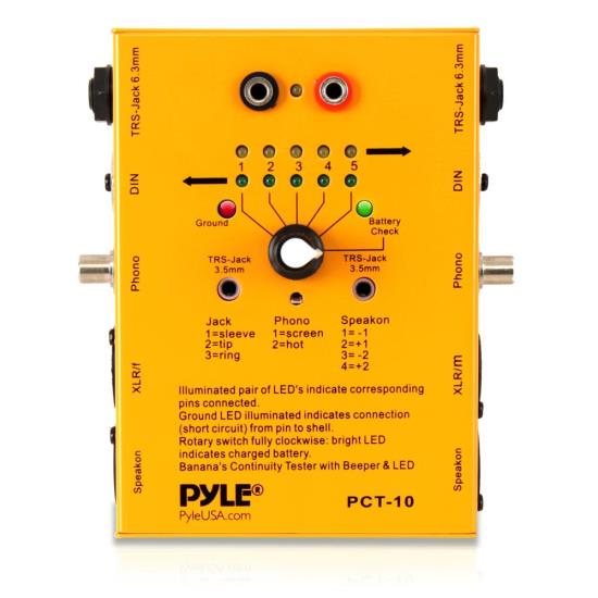 NEW Pyle   PCT10   8 in 1 Plug Pro Audio Cable Tester  